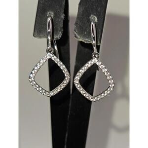 PAVOI 14K Gold Plated Teardrop Diamond Shaped Dangle Earrings w/ CZ - NEW